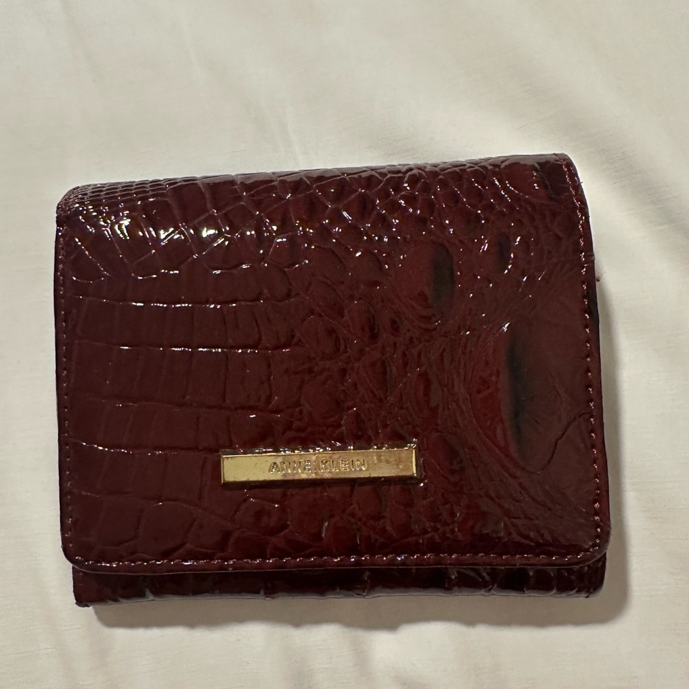 Anne Klein Deep Red Croc-Embossed Wallet